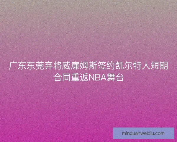 广东东莞弃将威廉姆斯签约凯尔特人短期合同重返NBA舞台